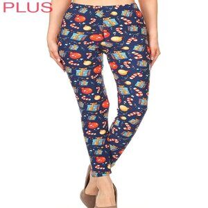Women's One Size Plus-Fits Plus Sizes 12-22 Leggings Buttery Soft Christmas Prin